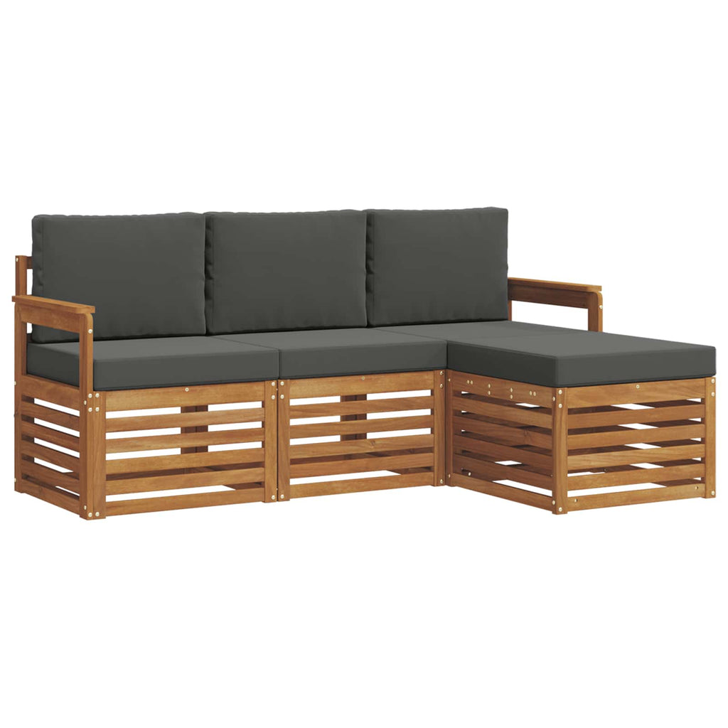 Outdoor-Sofagarnitur mit Kissen 4 pcs Natur und Anthrazit