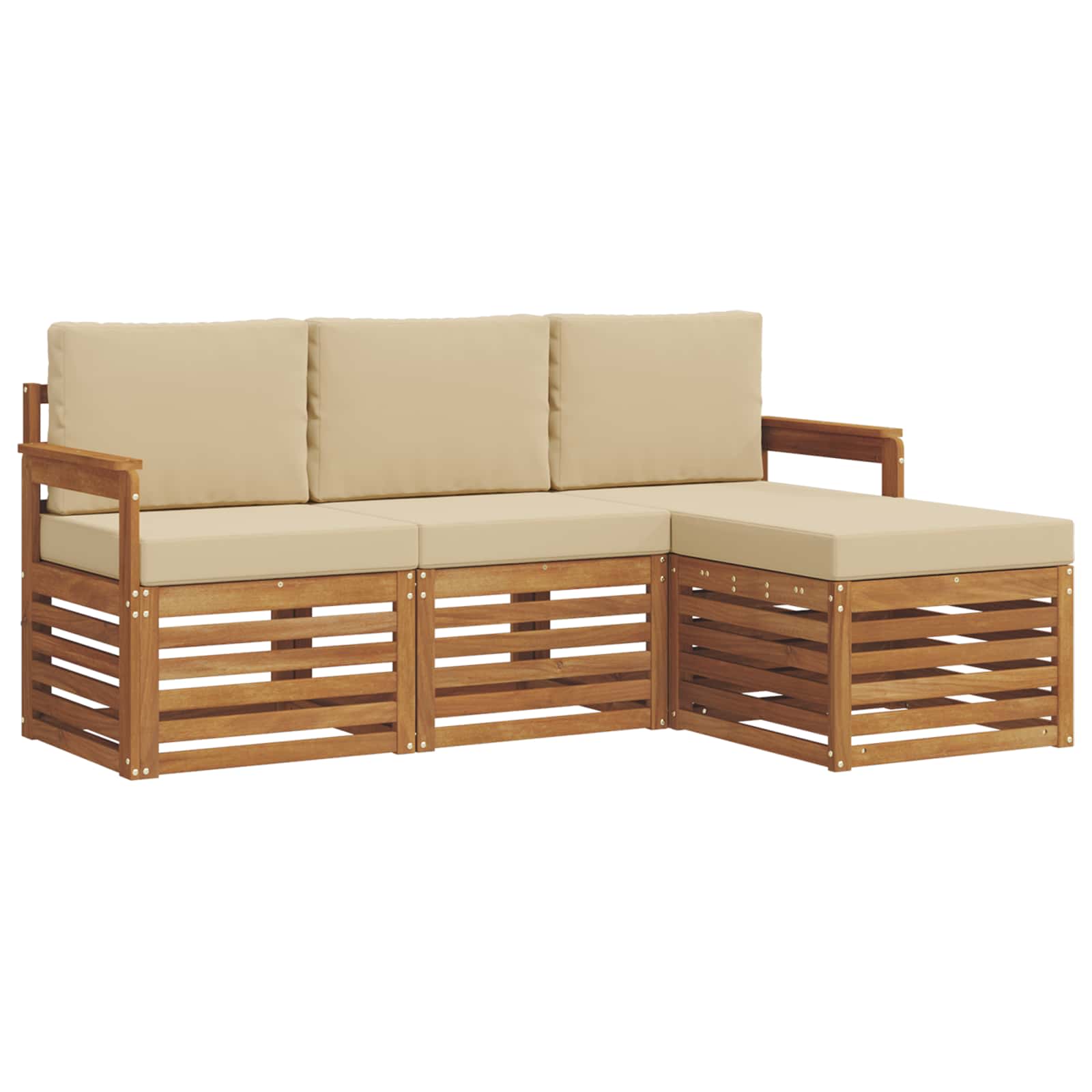 Outdoor-Sofagarnitur mit Kissen 4 pcs Natur und Beige