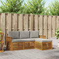 Outdoor-Sofagarnitur mit Kissen 4 pcs Natürlich und Hellgrau