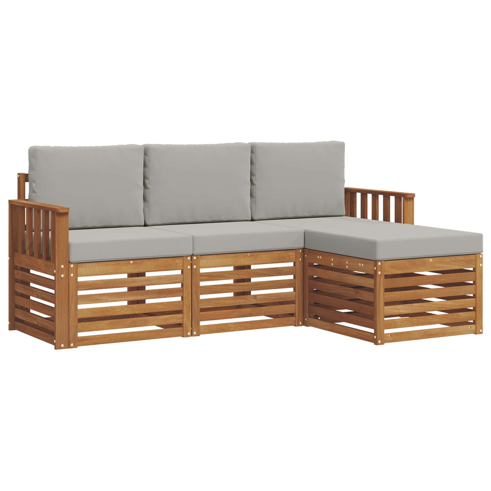 Outdoor-Sofagarnitur mit Kissen 4 pcs Natürlich und Hellgrau