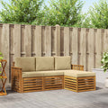 Outdoor-Sofagarnitur mit Kissen 4 pcs Natur und Beige
