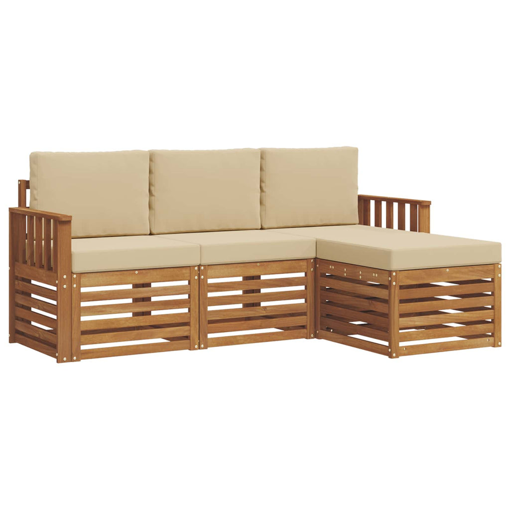 Outdoor-Sofagarnitur mit Kissen 4 pcs Natur und Beige