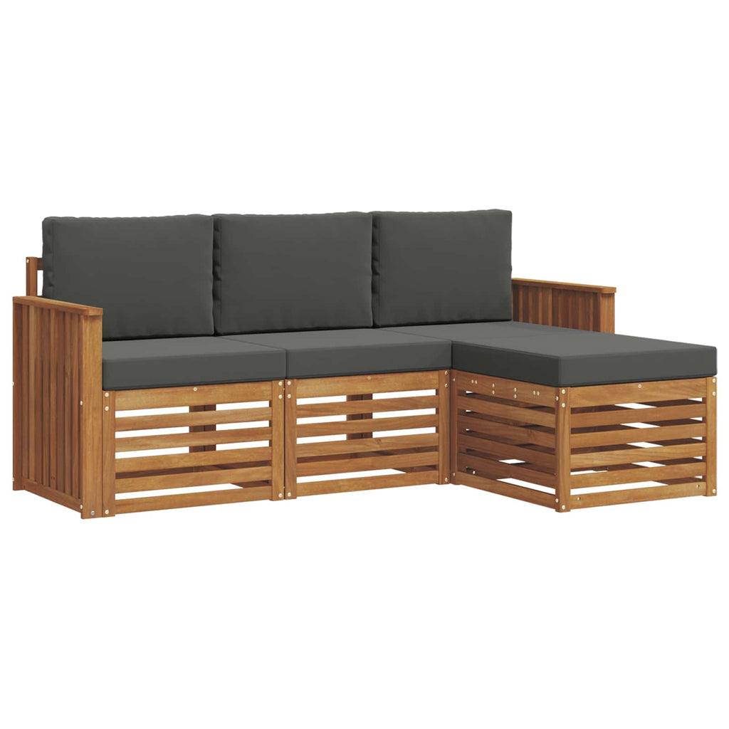 Outdoor-Sofagarnitur mit Kissen 4 pcs Natur und Anthrazit