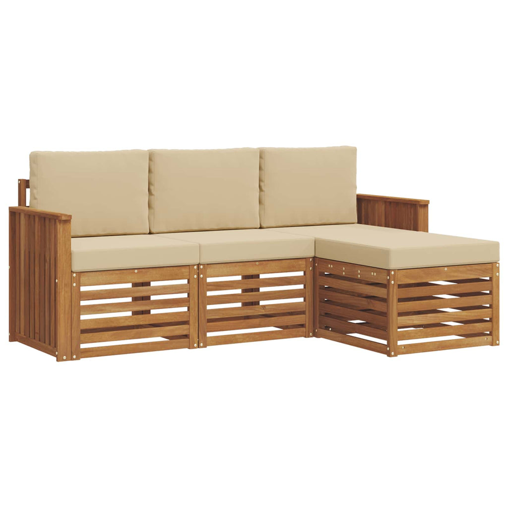 Outdoor-Sofagarnitur mit Kissen 4 pcs Natur und Beige