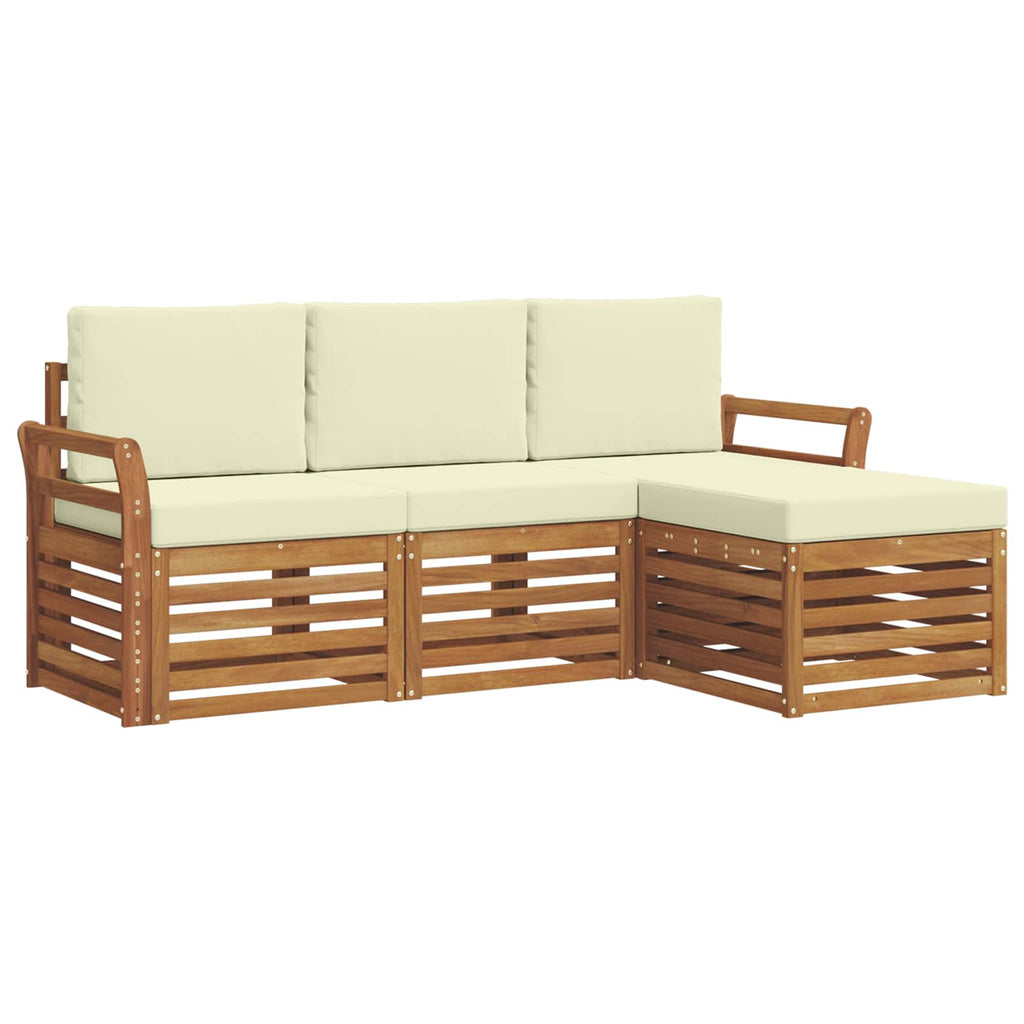 Outdoor-Sofagarnitur mit Kissen 4 pcs Natur und Creme
