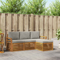 Outdoor-Sofagarnitur mit Kissen 4 pcs Natürlich und Hellgrau