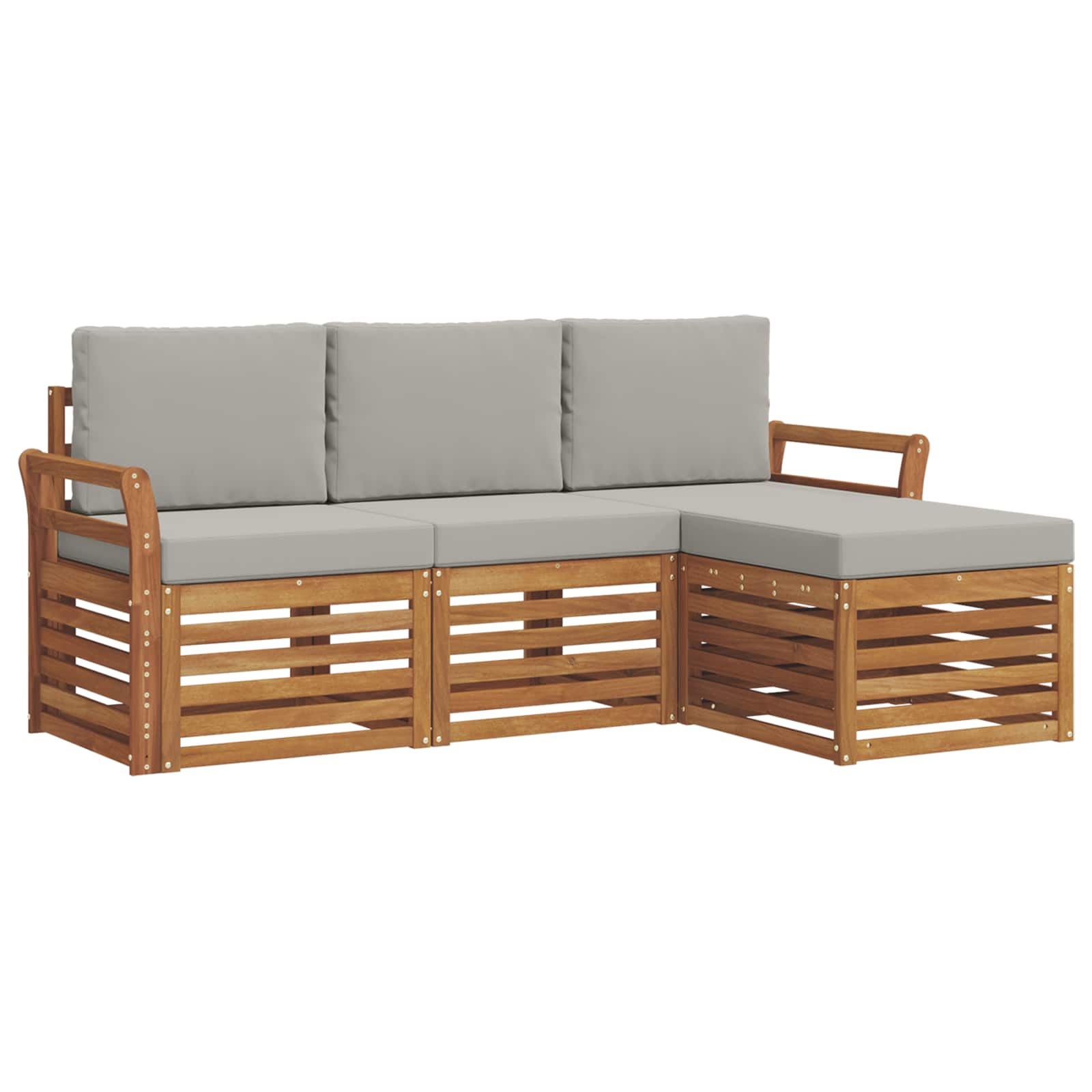 Outdoor-Sofagarnitur mit Kissen 4 pcs Natürlich und Hellgrau