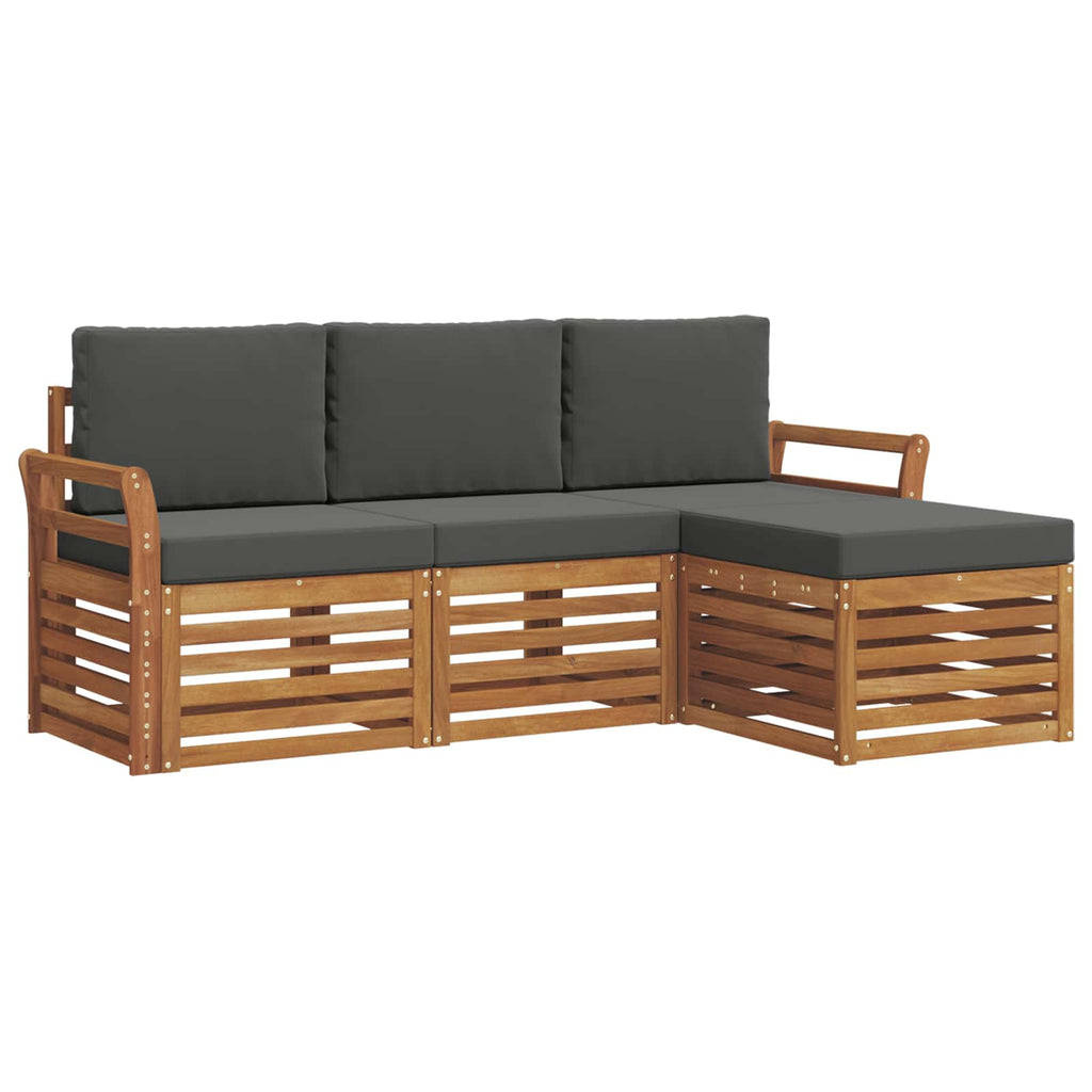 Outdoor-Sofagarnitur mit Kissen 4 pcs Natur und Anthrazit