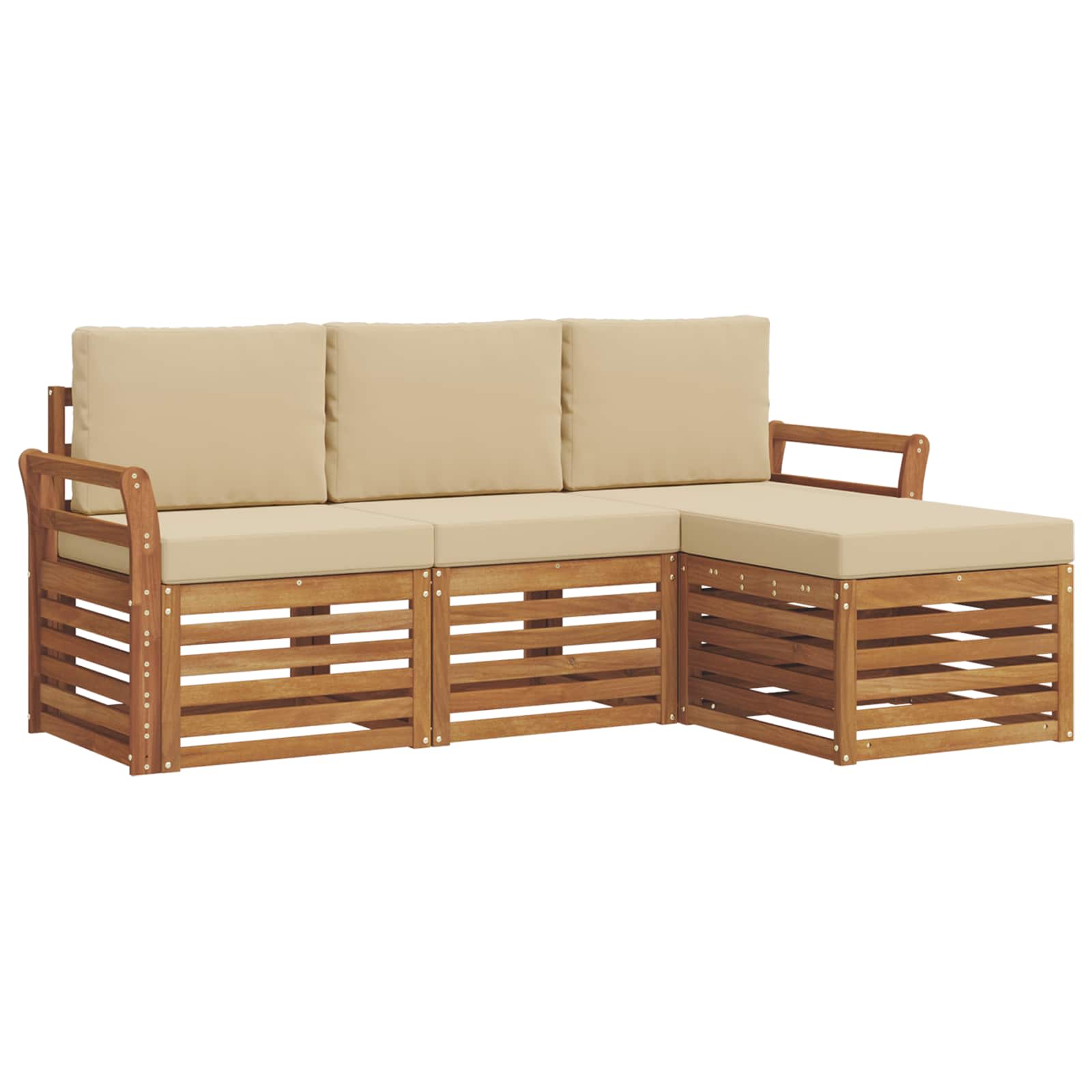 Outdoor-Sofagarnitur mit Kissen 4 pcs Natur und Beige