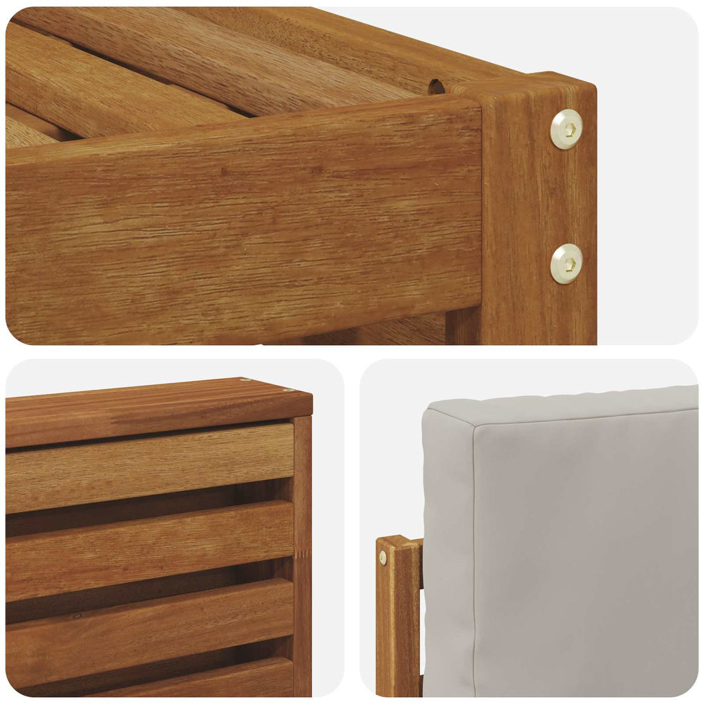Outdoor-Sofagarnitur mit Kissen 4 pcs Natürlich und Hellgrau
