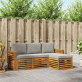Outdoor-Sofagarnitur mit Kissen 4 pcs Natürlich und Hellgrau