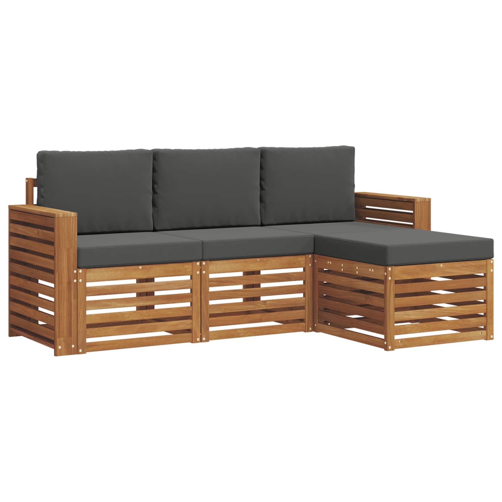 Outdoor-Sofagarnitur mit Kissen 4 pcs Natur und Anthrazit