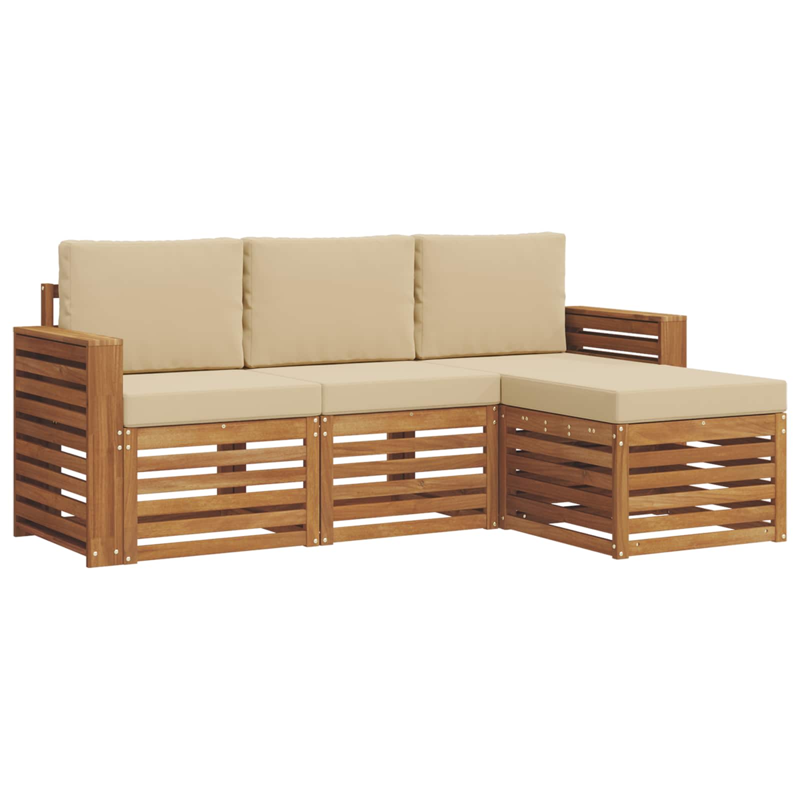 Outdoor-Sofagarnitur mit Kissen 4 pcs Natur und Beige