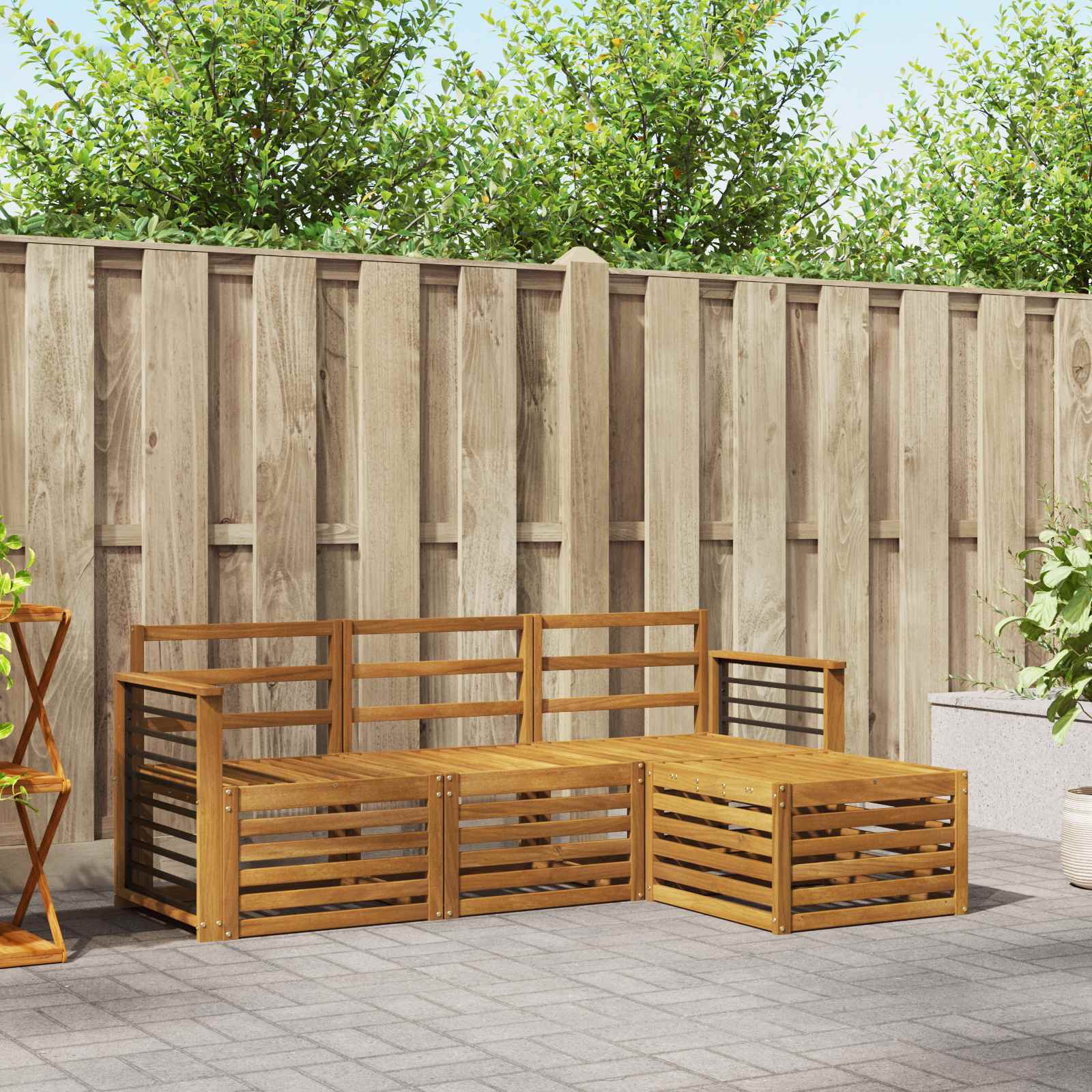 Sofagarnituren 4 pcs Natur Massivholz Akazie