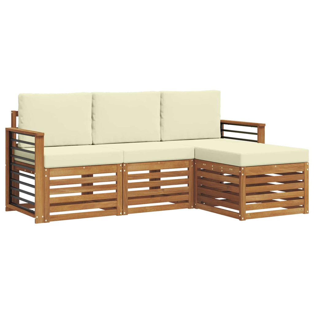 Outdoor-Sofagarnitur mit Kissen 4 pcs Natur und Creme