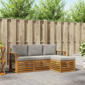 Outdoor-Sofagarnitur mit Kissen 4 pcs Natürlich und Hellgrau