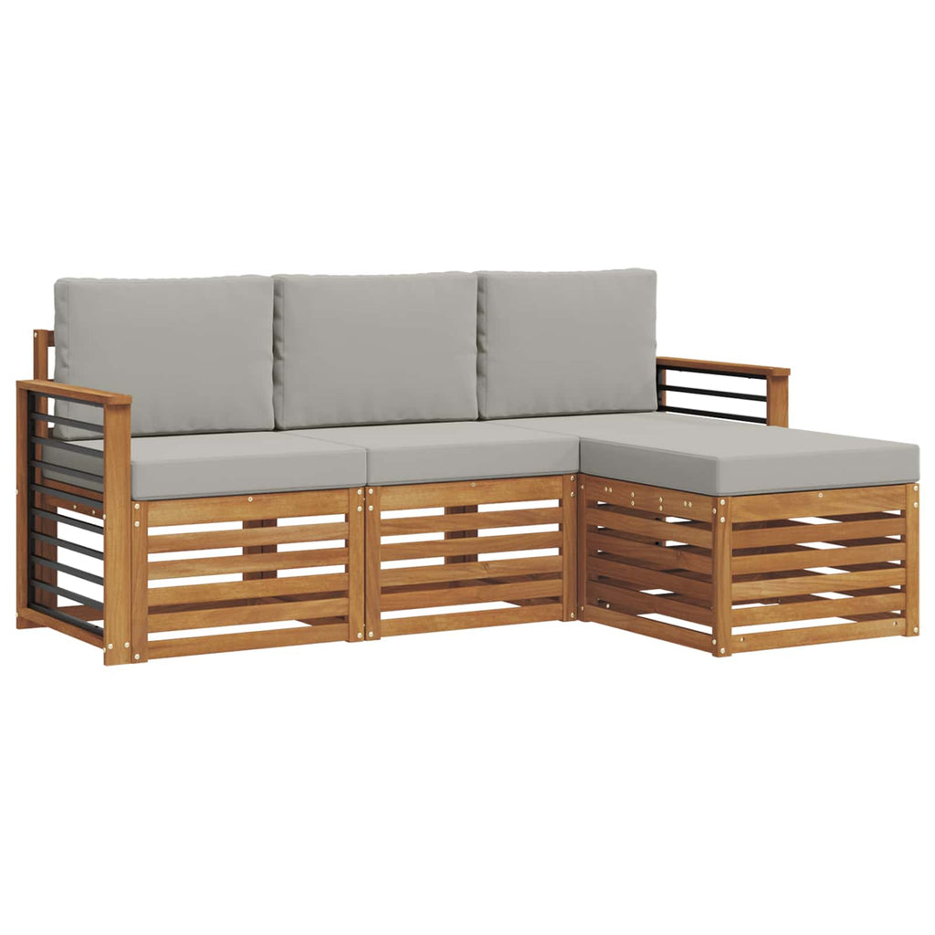 Outdoor-Sofagarnitur mit Kissen 4 pcs Natürlich und Hellgrau