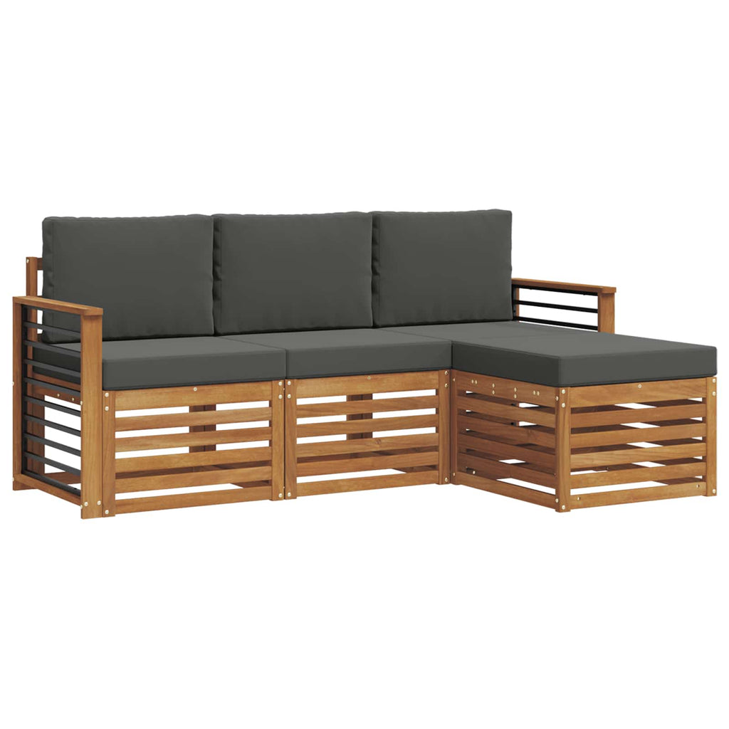 Outdoor-Sofagarnitur mit Kissen 4 pcs Natur und Anthrazit
