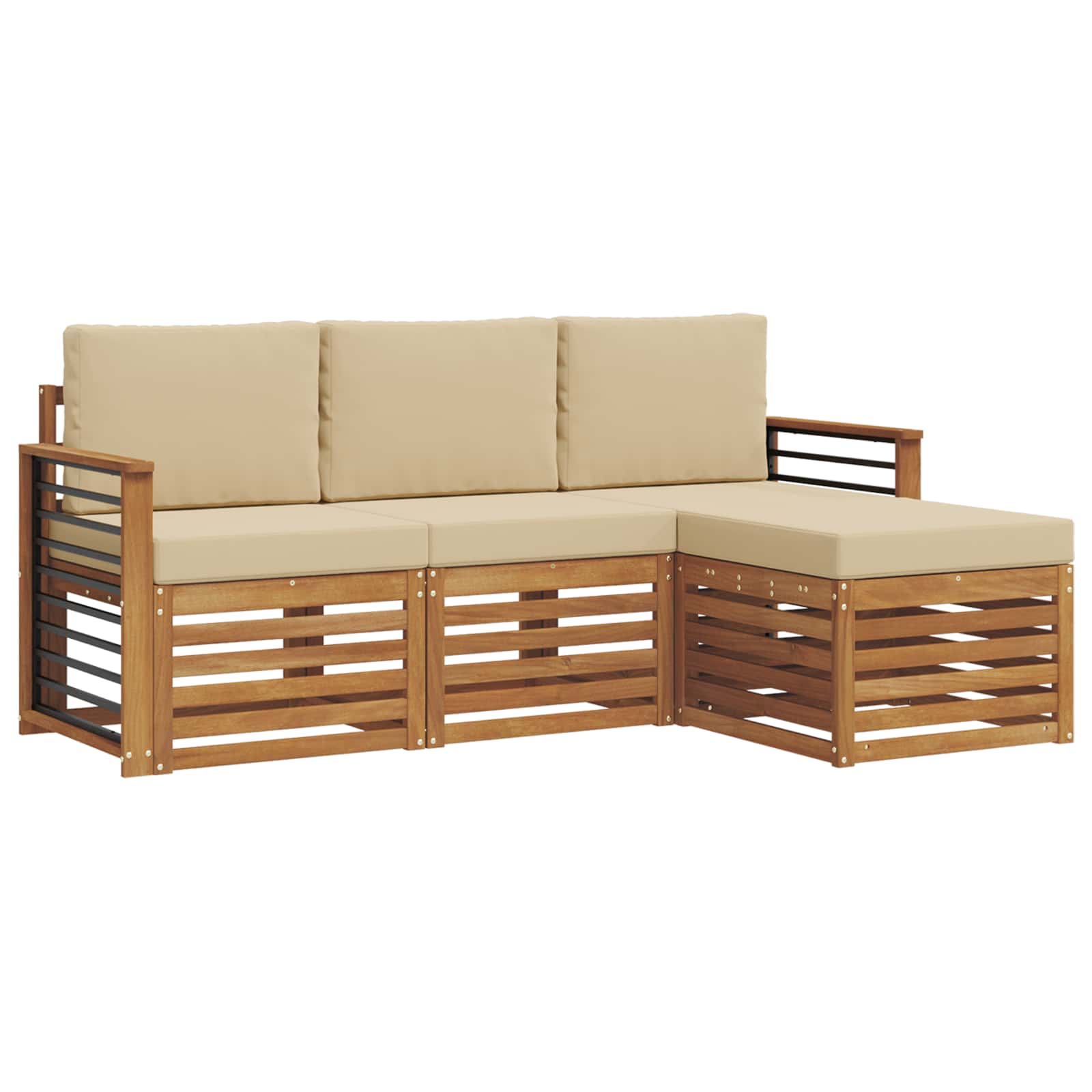 Outdoor-Sofagarnitur mit Kissen 4 pcs Natur und Beige