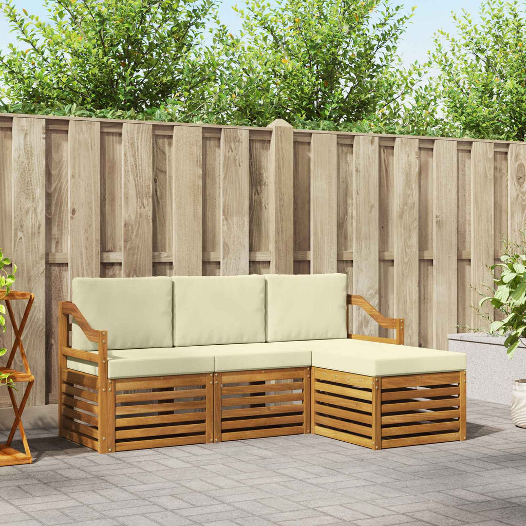 Outdoor-Sofagarnitur mit Kissen 4 pcs Natur und Creme