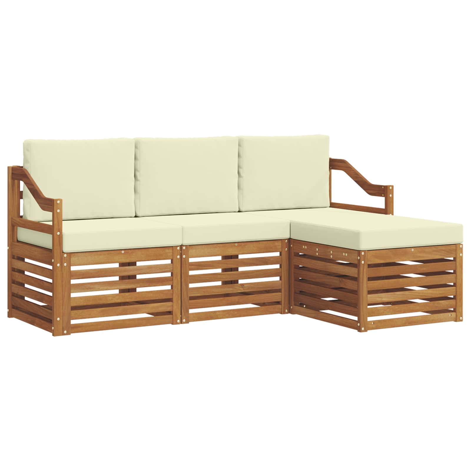 Outdoor-Sofagarnitur mit Kissen 4 pcs Natur und Creme
