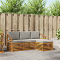 Outdoor-Sofagarnitur mit Kissen 4 pcs Natürlich und Hellgrau