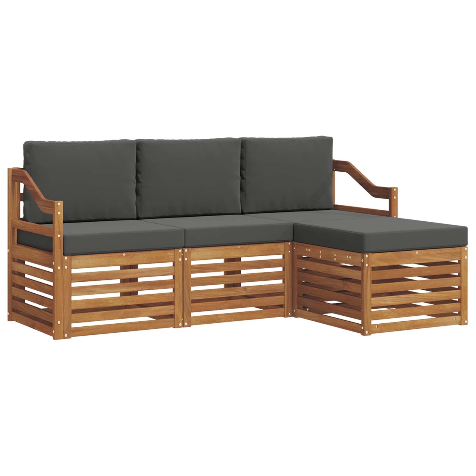 Outdoor-Sofagarnitur mit Kissen 4 pcs Natur und Anthrazit