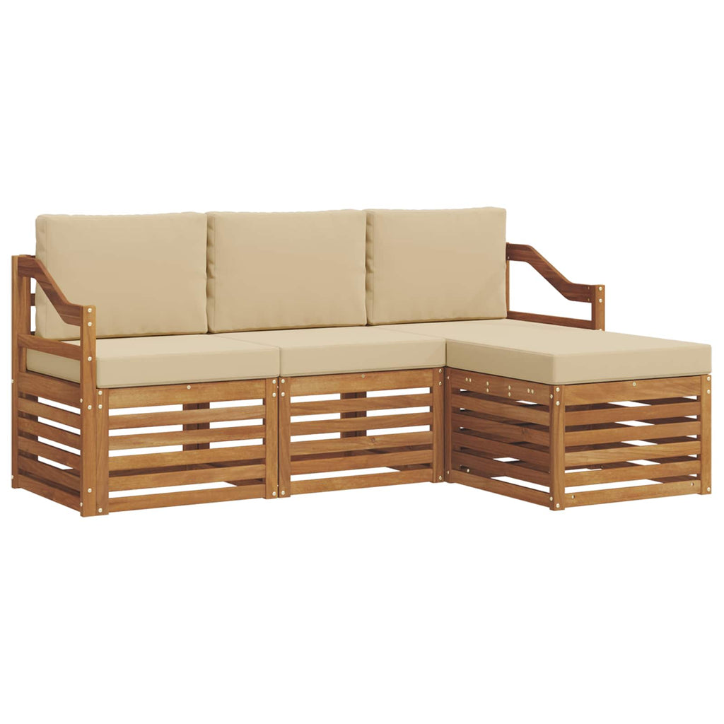Outdoor-Sofagarnitur mit Kissen 4 pcs Natur und Beige