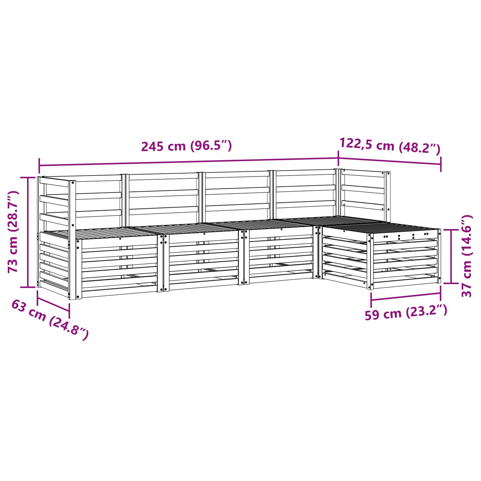 Outdoor-Sofagarnitur 5 pcs Natur