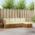 Outdoor-Sofagarnitur mit Kissen 5 pcs Natur und Creme