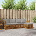 Outdoor-Sofagarnitur mit Kissen 5 pcs Natürlich und Hellgrau