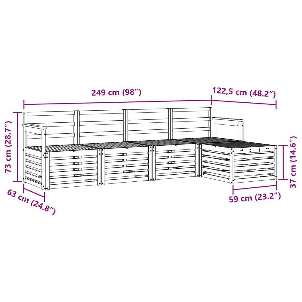 Outdoor-Sofagarnitur 5 pcs Natur