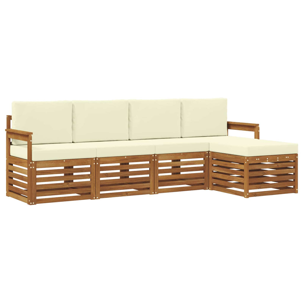 Outdoor-Sofagarnitur mit Kissen 5 pcs Natur und Creme