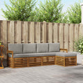 Outdoor-Sofagarnitur mit Kissen 5 pcs Natürlich und Hellgrau
