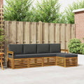 Outdoor-Sofagarnitur mit Kissen 5 pcs Natur und Anthrazit