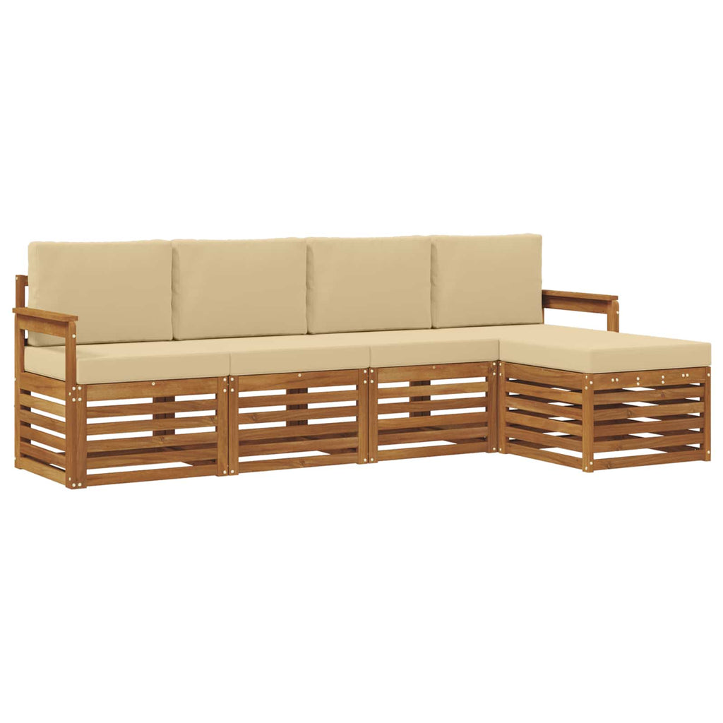 Outdoor-Sofagarnitur mit Kissen 5 pcs Natur und Beige