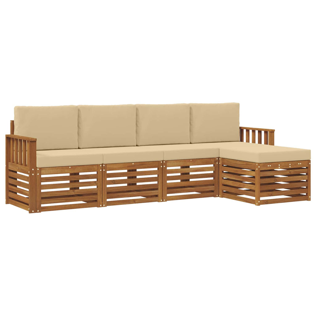 Outdoor-Sofagarnitur mit Kissen 5 pcs Natur und Beige