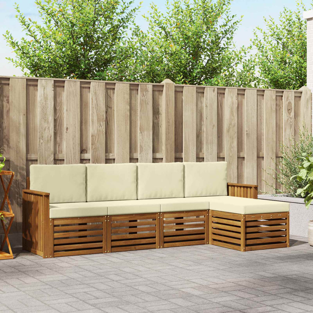 Outdoor-Sofagarnitur mit Kissen 5 pcs Natur und Creme