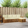 Outdoor-Sofagarnitur mit Kissen 5 pcs Natur und Creme