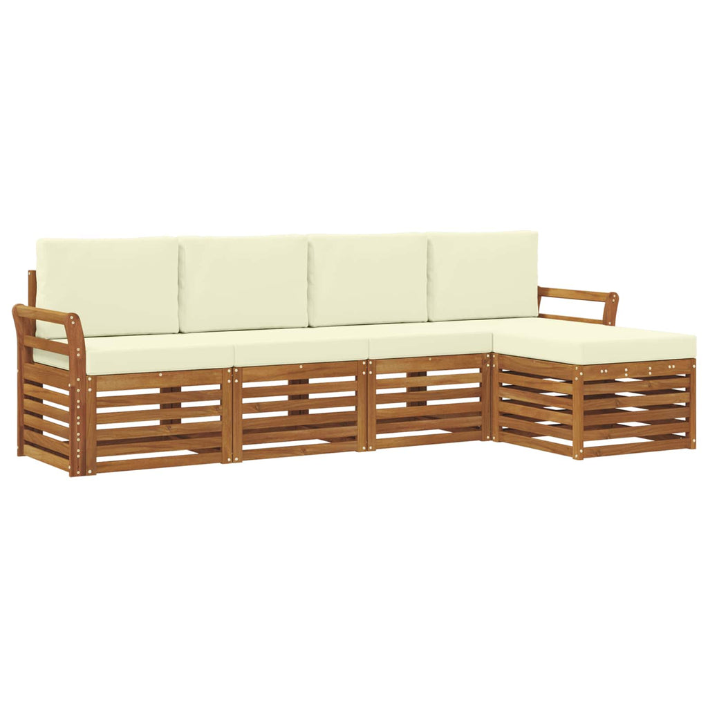 Outdoor-Sofagarnitur mit Kissen 5 pcs Natur und Creme