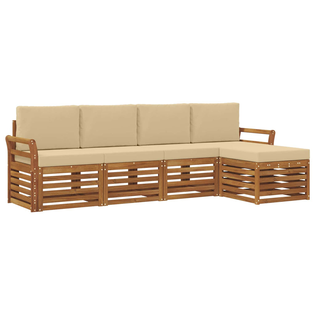 Outdoor-Sofagarnitur mit Kissen 5 pcs Natur und Beige