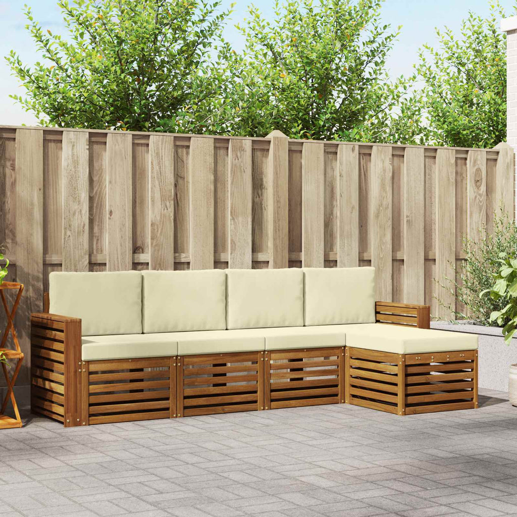 Outdoor-Sofagarnitur mit Kissen 5 pcs Natur und Creme