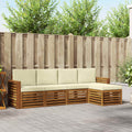 Outdoor-Sofagarnitur mit Kissen 5 pcs Natur und Creme