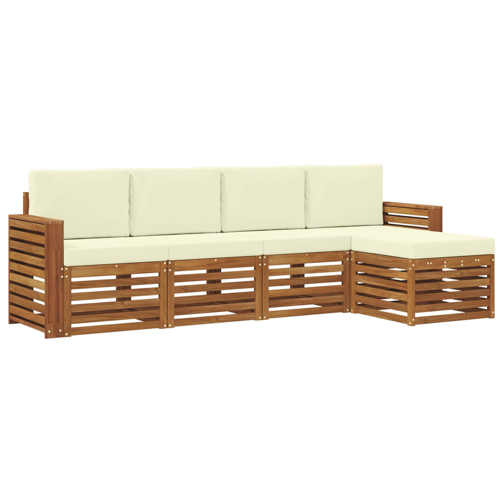 Outdoor-Sofagarnitur mit Kissen 5 pcs Natur und Creme