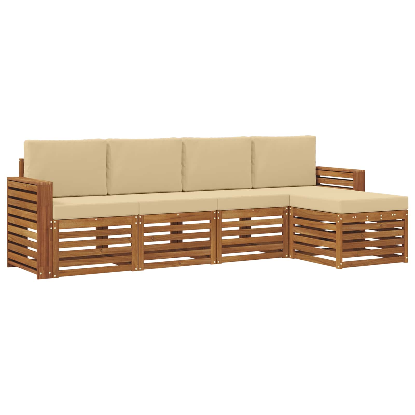 Outdoor-Sofagarnitur mit Kissen 5 pcs Natur und Beige