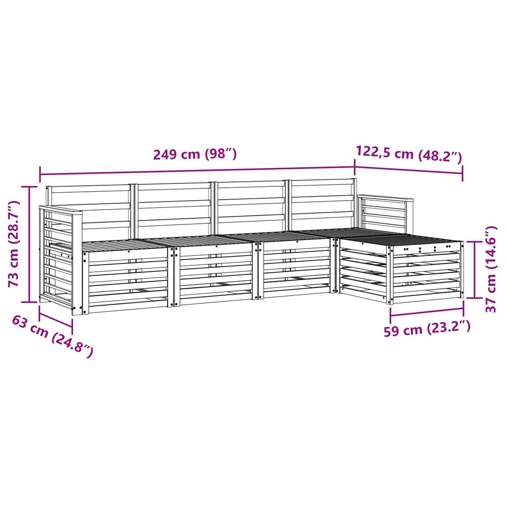 Sofagarnituren 5 pcs Natur Massivholz Akazie