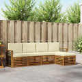 Outdoor-Sofagarnitur mit Kissen 5 pcs Natur und Creme