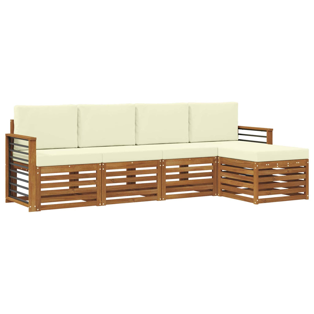 Outdoor-Sofagarnitur mit Kissen 5 pcs Natur und Creme