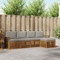Outdoor-Sofagarnitur mit Kissen 5 pcs Natürlich und Hellgrau
