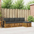 Outdoor-Sofagarnitur mit Kissen 5 pcs Natur und Anthrazit